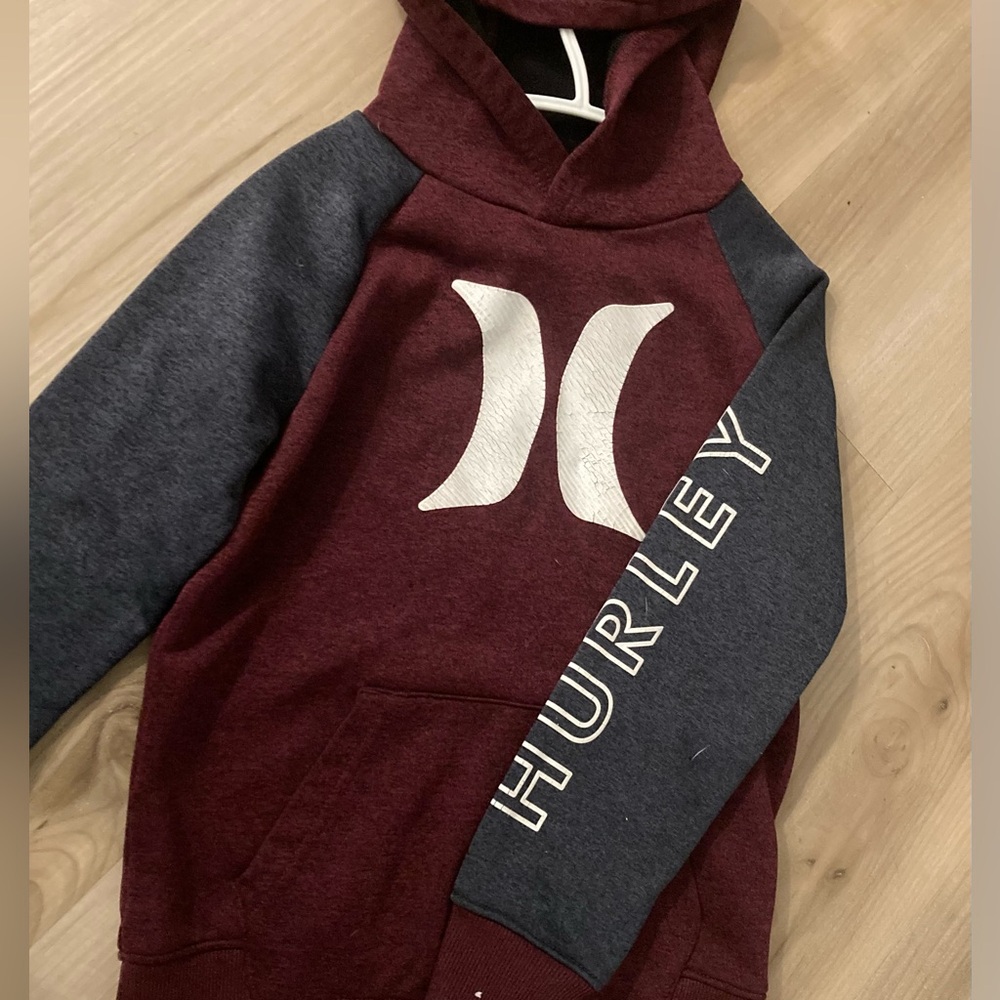 Hurley Maroon and Dark Gray Kids Hoodie
